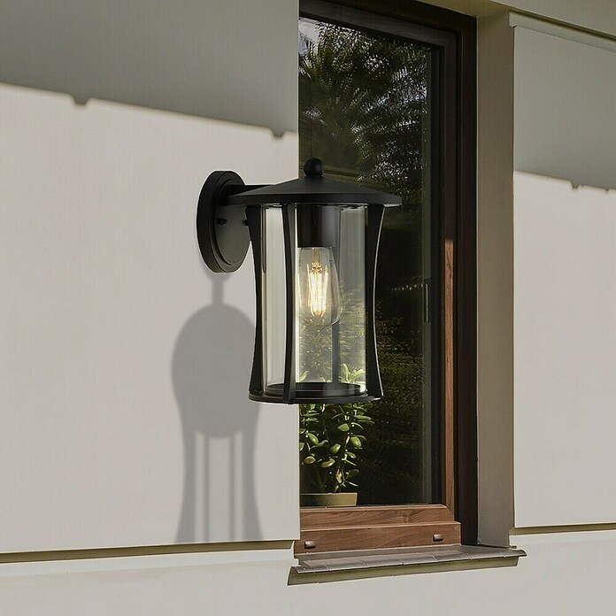 Searchlight Pagoda Wandlamp voor buiten (22 x 20 x 28 cm, Zwart, IP44) | BAUHAUS