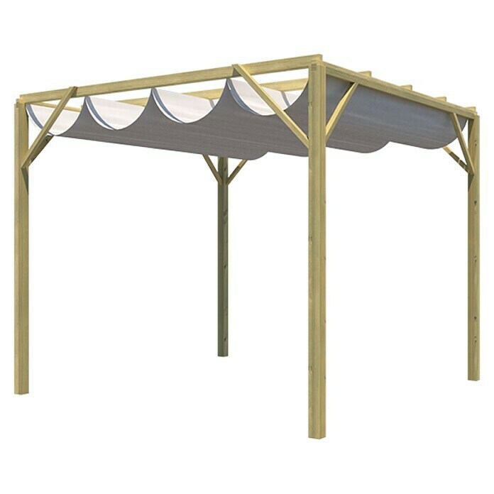 Pérgola con toldo corredero Basic (L x An x Al: 300 x 300 x 250 cm, Natural)
