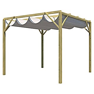 Pérgola con toldo corredero Eco (L x An: 300 x 300 cm, Natural)