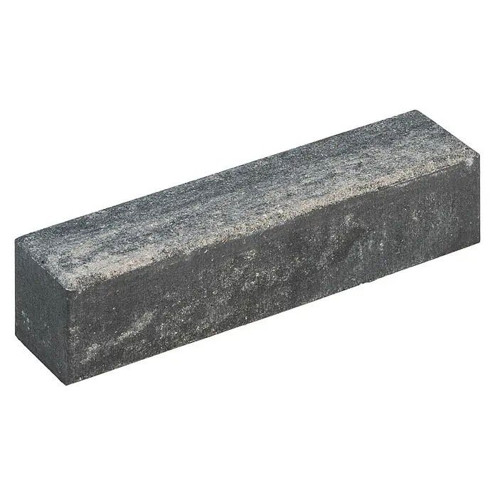 Diephaus Palisade / Mauerstein Laredo - 40 x 10 x 10 cm, Weiß/Schwarz, Beton - Aufnahme eines einzelnen grauen Pflastersteins mit rauer Oberfläche und rechteckiger Form.