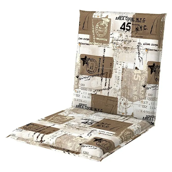 Doppler Liegenauflage Match - Niederlehner, 100 x 48 x 6 cm, Baumwoll-Polyester-Mischgewebe, Braun - Sitzkissen mit einem stempelartigen Muster, perfekt für zusätzlichen Komfort und Stil in jedem Raum.