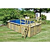 Karibu Holz-Pool Orlando Größe 4 (L x B x H: 691,5 x 400 x 124 cm, Naturbraun, 19 000 l, Mit Sonnendeck M) | BAUHAUS