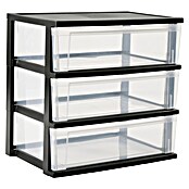 Schubladenturm (L x B x H: 60 x 41 x 59 cm, Schwarz/Transparent, Anzahl Schubladen: 3 Stk., Kunststoff) | BAUHAUS