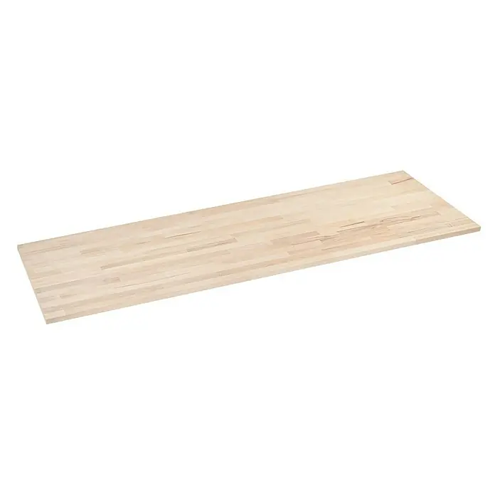 Exclusivholz MassivholzplatteBuche, 260 x 63,5 x 2,7 cm - Holzplatte mit heller Farbe und Blockstreifenmuster. Ideal für Arbeitsplatten oder Regale im Innenbereich.