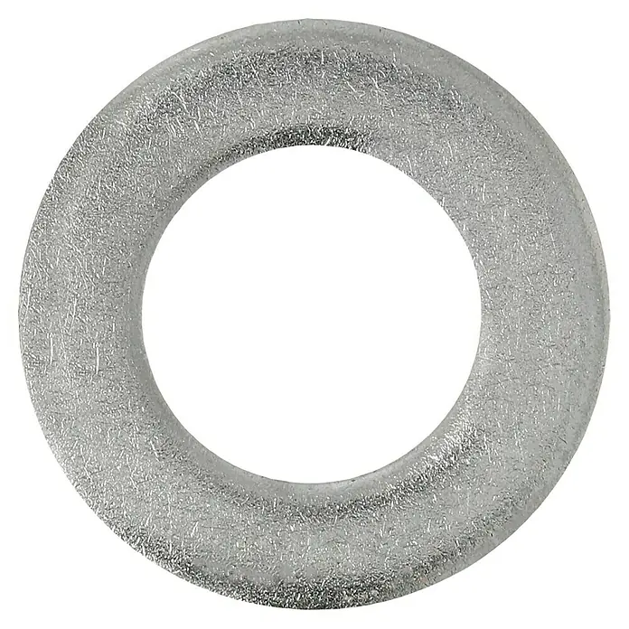 Profi Depot Unterlegscheibe A2 - Außendurchmesser: 24 mm, 100 Stk., Edelstahl - Nahaufnahme eines silbernen Metallrings mit einer leicht rauen Textur vor einem schwarzen Hintergrund.