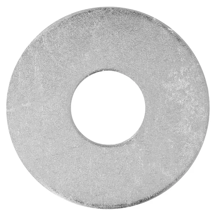 Profi Depot Karosseriescheibe VZ - Innendurchmesser: 10,5 mm, Außendurchmesser: 30 mm, 100 Stk., Verzinkt - Nahaufnahme einer silbernen Unterlegscheibe auf schwarzem Hintergrund, ideal für technische Anwendungen.