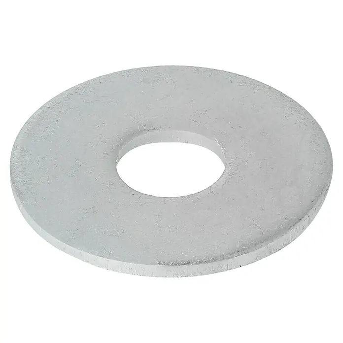 Profi Depot Karosseriescheibe VZ - Innendurchmesser: 6,4 mm, Außendurchmesser: 20 mm, 100 Stk., Verzinkt - Nahaufnahme einer Unterlegscheibe aus Metall, die zur Lastverteilung unter Schrauben oder Muttern verwendet wird und eine sichere Befestigung gewährleistet.