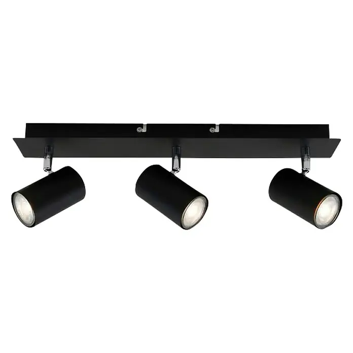 Briloner Regleta Run - 40 W, 3 ud., L x An x Al: 80 x 450 x 123 mm, Negro, GU10 - Foco de techo negro con tres luces, ideal para una iluminación moderna y flexible.