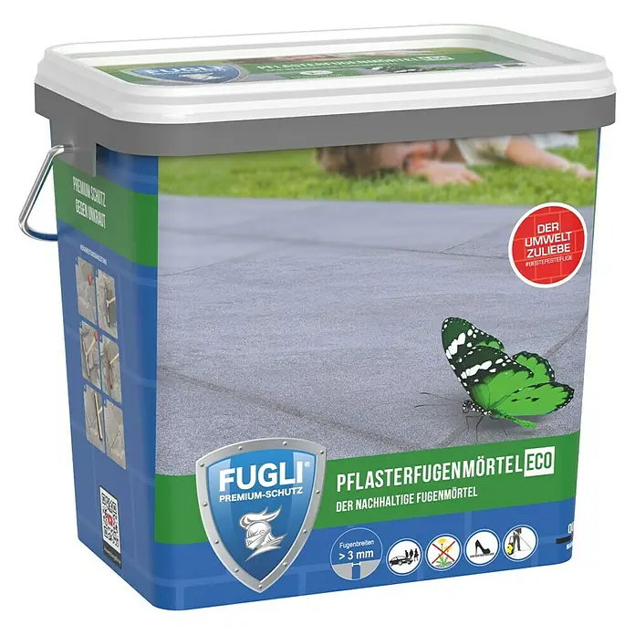 Pflasterfugenmörtel Eco - Beige, 12,5 kg - Aufnahme eines Eimers Fugli Premium-Schutz Pflasterfugenmörtel Eco.