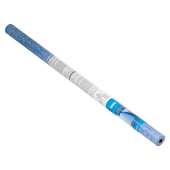 Knauf Abdichtungs-Entkopplungsbahn - 5 m², Polypropylen, Höhe: 0,6 mm - Eine Rolle Knauf Abdichtungs-Entkopplungsbahn auf schwarzem Hintergrund.