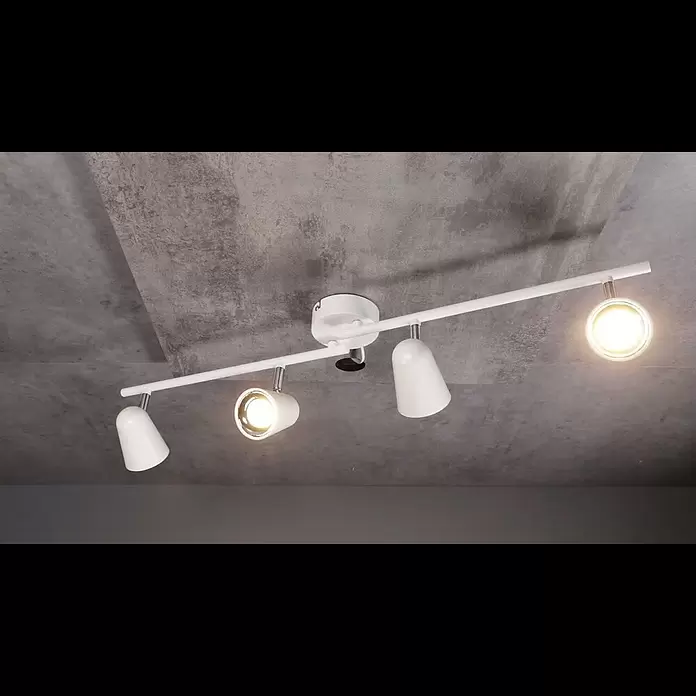 Reality Leuchten LED-Deckenstrahler Toulouse - 3 W, L x B x H: 9 x 78 x 17 cm, Weiß, Warmweiß, Anzahl Leuchtmittel: 4 Stk. - LED BALKEN TOULOUSE 4x3 5W 3000K 4x400LM