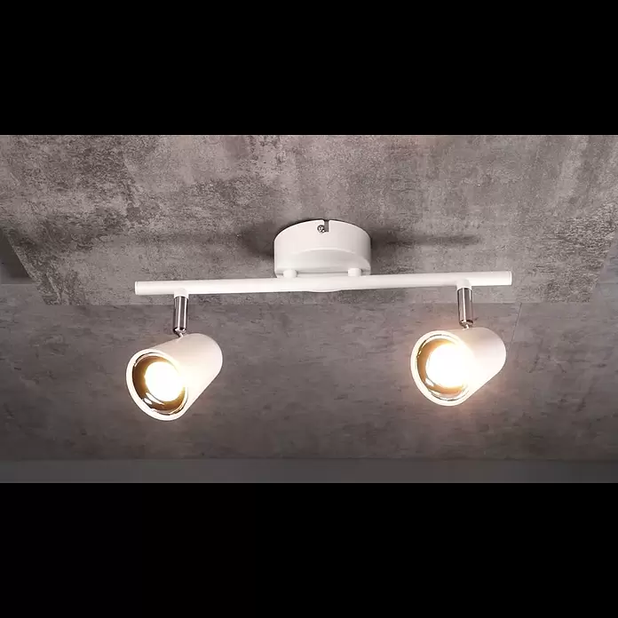 Reality Leuchten LED-Deckenstrahler Toulouse - 3 W, L x B x H: 9 x 34 x 17 cm, Weiß, Warmweiß, Anzahl Leuchtmittel: 2 Stk. - LED BALKEN TOULOUSE 2x3 5W 3000K 2x400LM