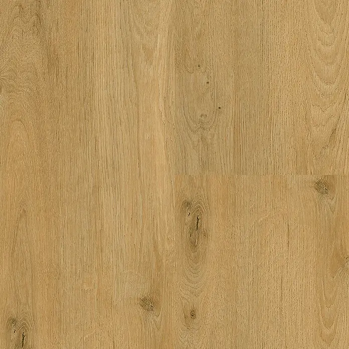 Vinylboden Rigid - Eiche Nizza, Landhausdiele, 1.220 x 229 x 4 mm - Helle Holzoberfläche mit Maserung und Astlöchern für Bodenbeläge oder Möbel.