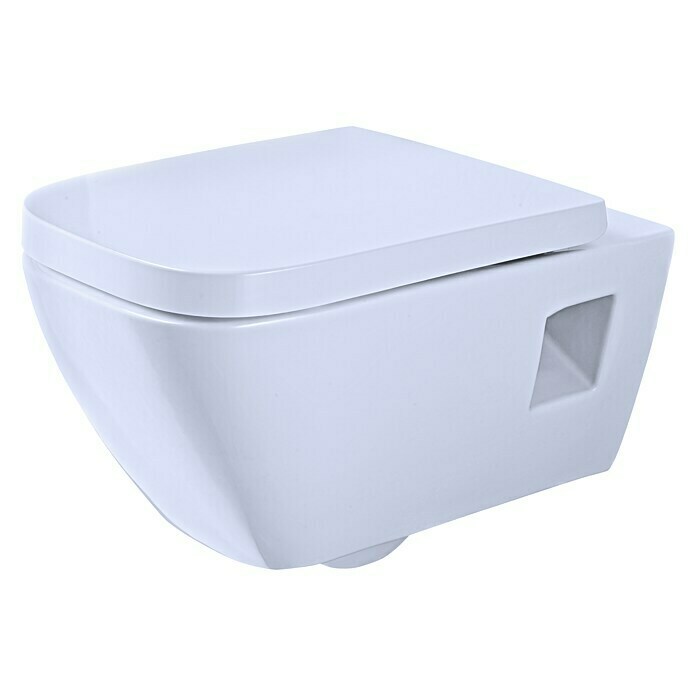 Geberit Renova Plan Wand-WC-Set (Spülrandlos, Ohne Spezialglasur, Spülform:  Tief, WC Abgang: Waagerecht, Teilgeschlossene Form) | BAUHAUS