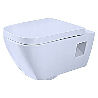 Geberit Renova Plan Wand-WC-Set (Spülrandlos, Ohne Spezialglasur, Spülform: Tief, WC Abgang: Waagerecht, Weiß)