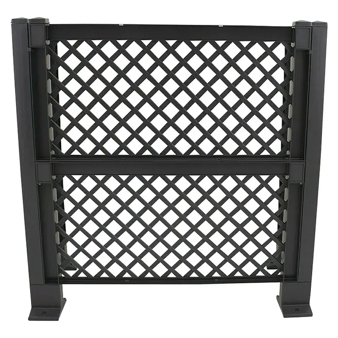 KHW Mülltonnenbox Verkleidung - 119 x 49 x 100 cm, Kunststoff, Anthrazit - Ein quadratischer, schwarzer Kunststoff-Gartenstrukturzaun mit Rautenmuster. Ideal für Gartenprojekte und als dekoratives Element.