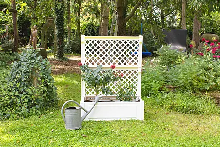 KHW Pflanzkasten - Auenma (L x B x H): 100 x 43 x 140 cm, Kunststoff,  Wei online kaufen bei BAUHAUS