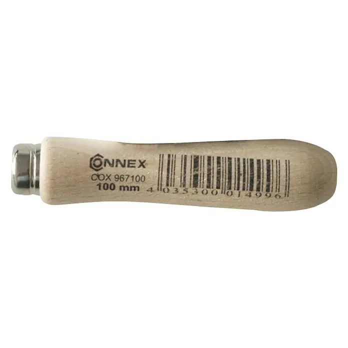 Connex Mango para lima - Largo: 100 mm, Madera - Imagen de un mango de madera para martillo Connex COX 967100 de 100 mm con un código de barras impreso.