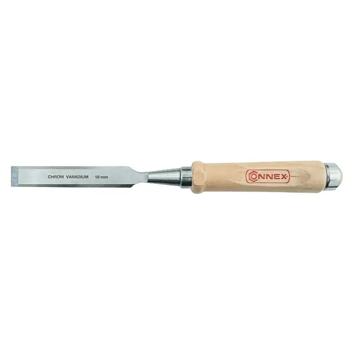 Connex Cincel - Anchura de hoja: 18 mm, Material empuñadura: Madera - Formón Connex con hoja de cromo vanadio y mango de madera, ideal para trabajos de madera precisos.