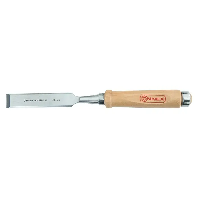 Connex Cincel - Anchura de hoja: 22 mm, Material empuñadura: Madera - Formón Connex con hoja de cromo vanadio y mango de madera, ideal para trabajos de madera precisos y rendimiento duradero.
