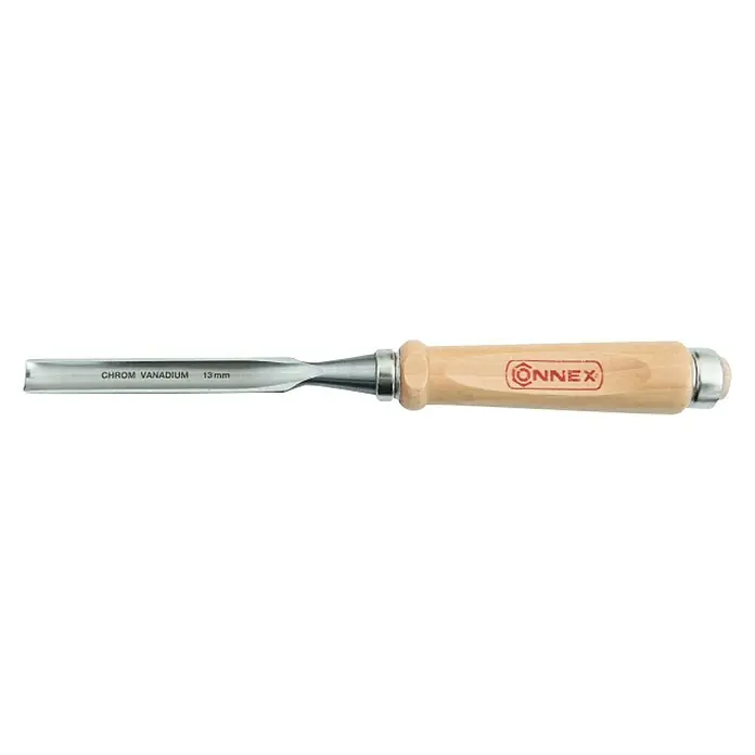 Connex Formón acanalado - Anchura de hoja: 13 mm - Formón con mango de madera etiquetado "IONNEX", ideal para trabajos de madera precisos, herramienta robusta y duradera.