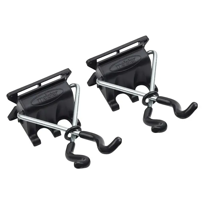 Set de ganchos en X - 2 ud. - Dos soportes para herramientas Meister, con un diseño robusto ideal para organizar herramientas en talleres y garajes.