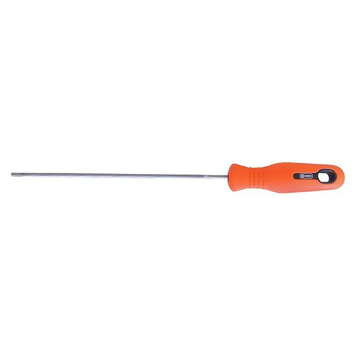 Connex Lima para sierras de cadena COX965 - Diámetro: 35 mm, Longitud hoja de lima: 150 mm - Destornillador con mango naranja y eje metálico largo. Ideal para trabajos de precisión y reparaciones.