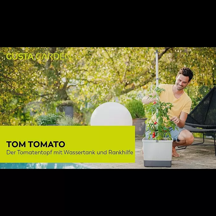 Gusta Garden Pflanztopf Tom Tomato - 28 x 35 x 136 cm, Ausstattung: Rankhilfe, Dunkelgrün - Tom Tomato