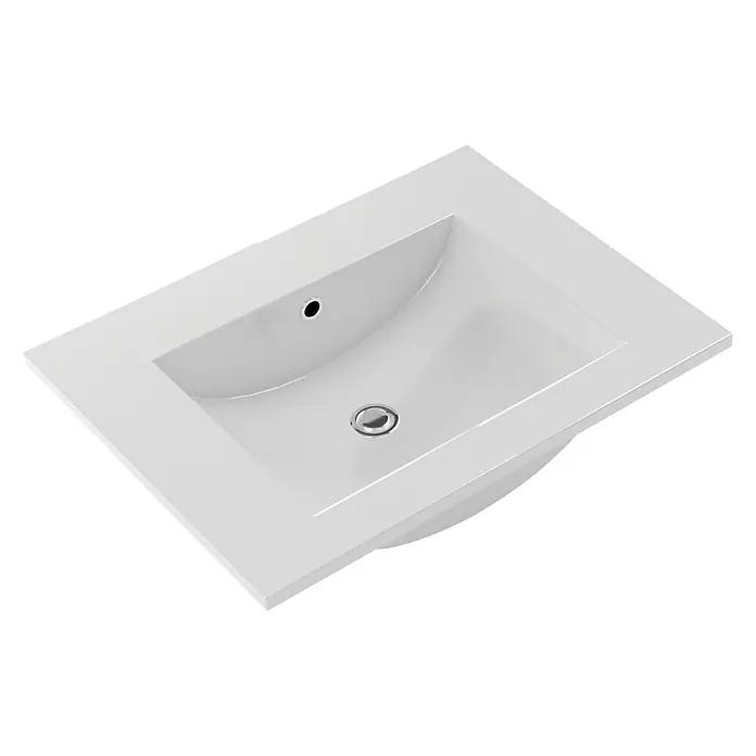 Lavabo París - 100 x 46 cm, Con desbordamiento, Blanco - Esta imagen muestra un lavabo moderno blanco, con líneas limpias y un diseño minimalista. Un complemento perfecto para cualquier baño.