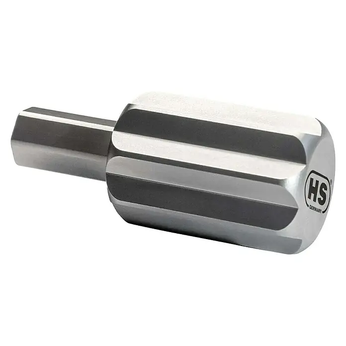 Sprenger Winch Bit - Edelstahl - Ein zylindrisches Werkzeug mit geriffelter Oberfläche und HS-Logo, hergestellt in Deutschland, für präzise Arbeiten.
