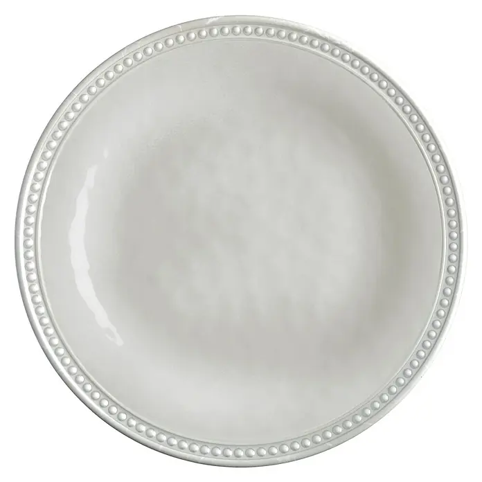 Marine Business Harmony Plato redondo Pearl - 6 ud., Diámetro: 21,5 cm, Plástico, Perla - Elegancia sencilla: Un plato blanco con un borde de cuentas, ideal para mesas elegantes y ocasiones especiales.