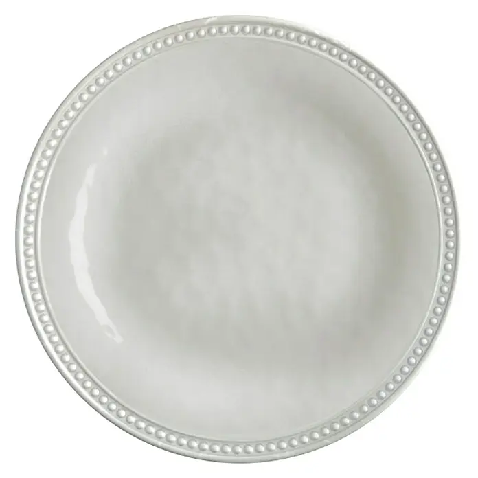 Marine Business Harmony Plato redondo - 6 ud., Diámetro: 21 cm, Plástico, Perla - Elegante plato color marfil con delicado borde de cuentas, perfecto para mesas sofisticadas.