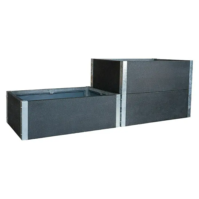 Hochbeet Loftico - 120 x 76 x 40 cm, Beton, Grau - Rechteckige Pflanzgefäße aus robustem Material mit stabilen Metallrahmen, ideal für den Garten oder die Terrasse.