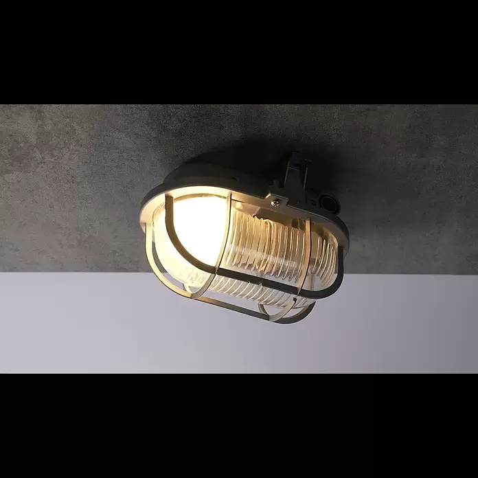 Ritter Leuchten LED-Wand- & Deckenleuchte - IP44, Silber, 175 x 105 x 125 mm - Ritter Leuchten Iso-Ovalleuchte, grau