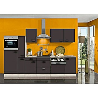 Optifit Küchenzeile Faro Variante 1 (Breite: 300 cm, Anthrazit, Mit Elektrogeräten)