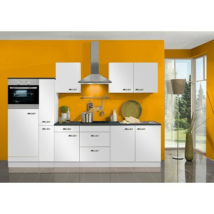 Küchenzeile Elektrogeräten) Optifit 300 Lagos BAUHAUS cm, Mit | Weiß, (Breite: