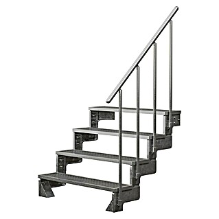Dolle Buitentrap Gardentop (Roostertreden, Thermisch verzinkte leuningpalen, Breedte: 100 cm, Aantal treden: 4 st., Verdiepingshoogte: 72 cm - 88 cm)