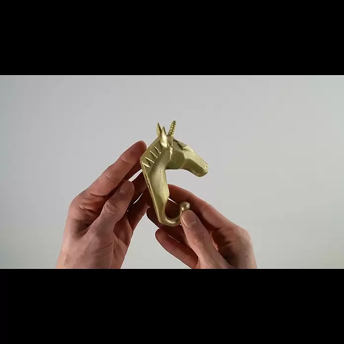 Garderobenhaken Einhorn - L x B x H: 4 x 7 x 12 cm, Gold - Wandhaken Unicorn Gold