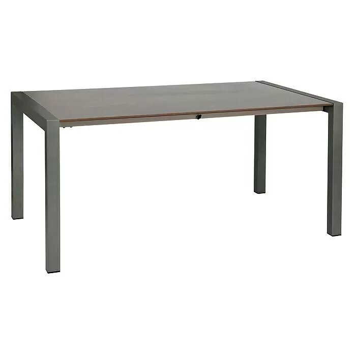 Acamp Gartenmöbel-Set Urban - 5 -tlg., Aluminium, HPL, Acatex, Rückenlehne verstellbar, Anthrazit - Rechteckiger Outdoor-Tisch mit grauer Tischplatte und quadratischen grauen Metallbeinen.