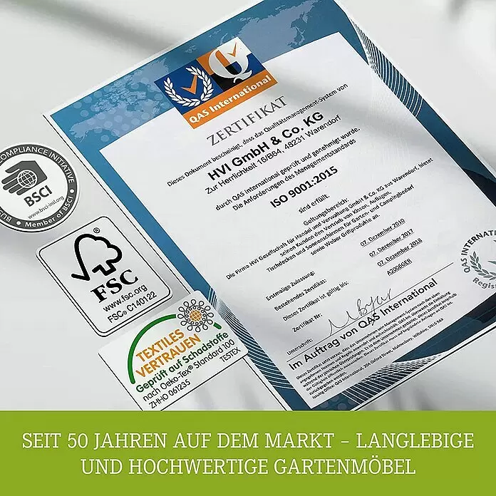 Acamp Gartentisch Acaplan - L x B x H: 80 x 80 x 75 cm, Aluminium, HPL, Quadratisch, Schwarz - Informationsansicht