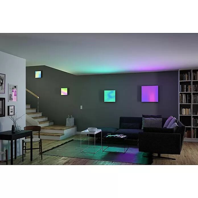 Paulmann LED-Panel Velora Rainbow - 16 W, L x B x H: 29,5 x 29,5 x 6,4 cm, Weiß, RGBW - Anwendungsbeispiel