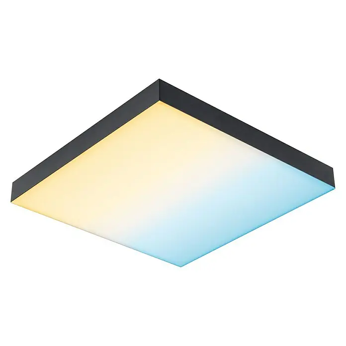Paulmann LED-Panel Velora Rainbow - 16 W, L x B x H: 29,5 x 29,5 x 6,4 cm, Schwarz, RGBW - Quadratische LED-Deckenleuchte mit verstellbarer Farbtemperatur und schlankem, modernem Design, ideal für Wohn- und Bürobereiche.