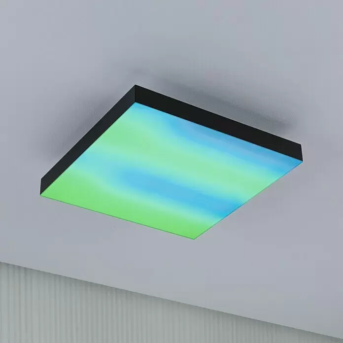 Paulmann LED-Panel Velora Rainbow - 16 W, L x B x H: 29,5 x 29,5 x 6,4 cm, Schwarz, RGBW - Stimmungsaufnahme