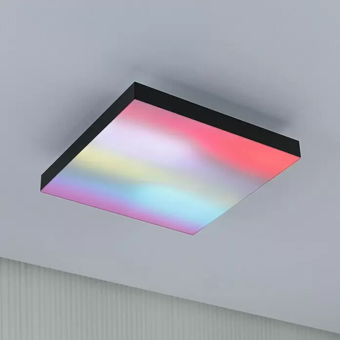 Paulmann LED-Panel Velora Rainbow - 16 W, L x B x H: 29,5 x 29,5 x 6,4 cm, Schwarz, RGBW - Stimmungsaufnahme