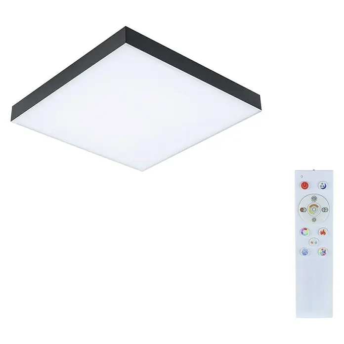 Paulmann LED-Panel Velora Rainbow - 16 W, L x B x H: 29,5 x 29,5 x 6,4 cm, Schwarz, RGBW - Quadratische LED-Deckenleuchte mit schwarzem Rahmen und Fernbedienung zur Steuerung der Lichtmodi.