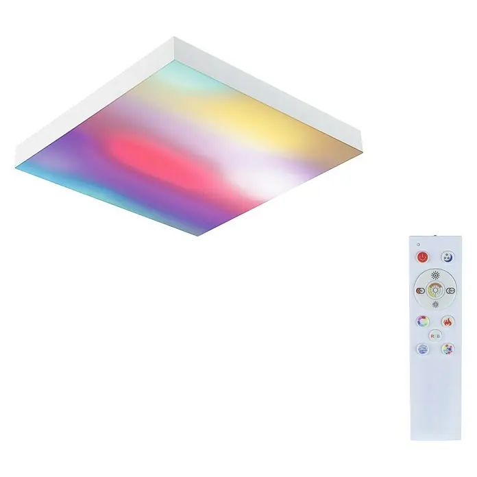 Paulmann LED-Panel Velora Rainbow - 16 W, L x B x H: 29,5 x 29,5 x 6,4 cm, Weiß, RGBW - Deckenleuchte mit Farbwechselfunktion und passender Fernbedienung für stimmungsvolle Beleuchtung.
