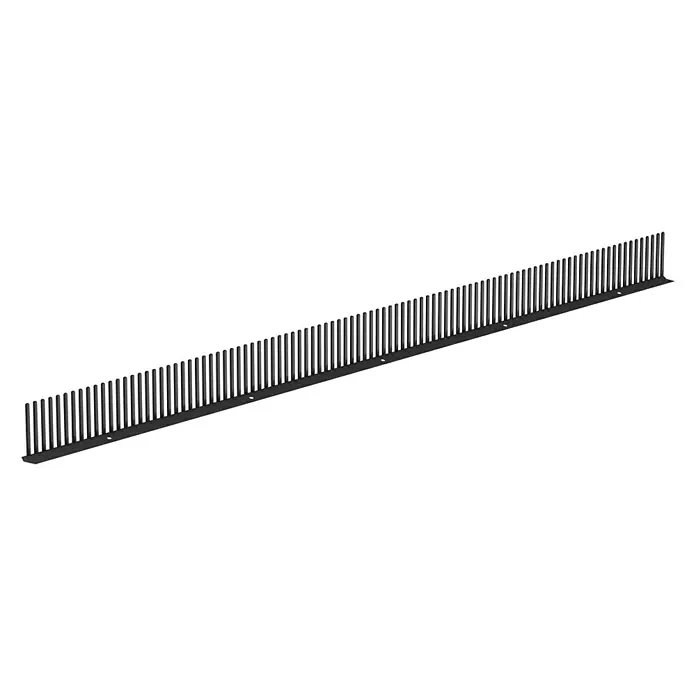 Sarei Traufenkamm - 100 x 5,5 x 1 cm, Anthrazit - Abbildung eines Zaunelements mit vertikalen Streben, ideal zur Abgrenzung und Dekoration von Gärten und Außenbereichen.