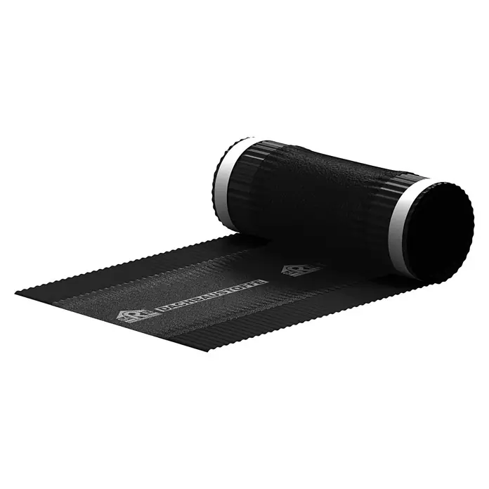 Sarei Rollfirst - 5 m x 30 cm, Anthrazit - Nahaufnahme einer Rolle hochwertiger S&P Dachbaustoffe Bitumen-Dachbahn, ideal für langlebige und sichere Dachabdichtungen.