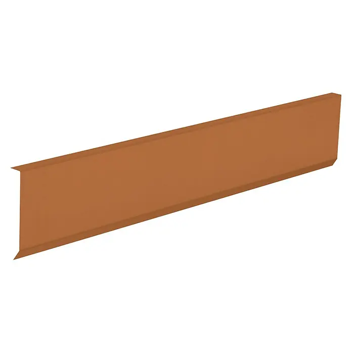 Sarei Kappleiste - Länge: 2.000 mm, Zuschnittbreite: 70 mm, Ziegelrot - Ein braunes Stahlträgerprodukt mit einer markanten H-Form, ideal für Konstruktionszwecke.
