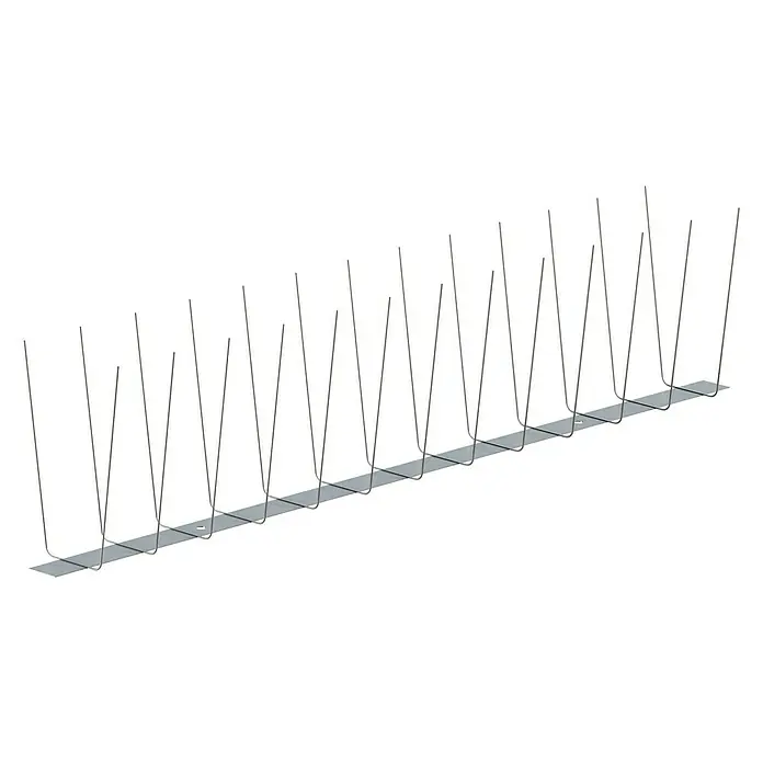 Sarei Taubenschutz Typ 3 - 50 x 20 x 11 cm, Zweireihig - Metallene Vogelabwehrspitzen auf einer Leiste, um Vögel fernzuhalten und Schäden an Gebäuden zu verhindern. Effektiver Schutz vor Vogelbefall.
